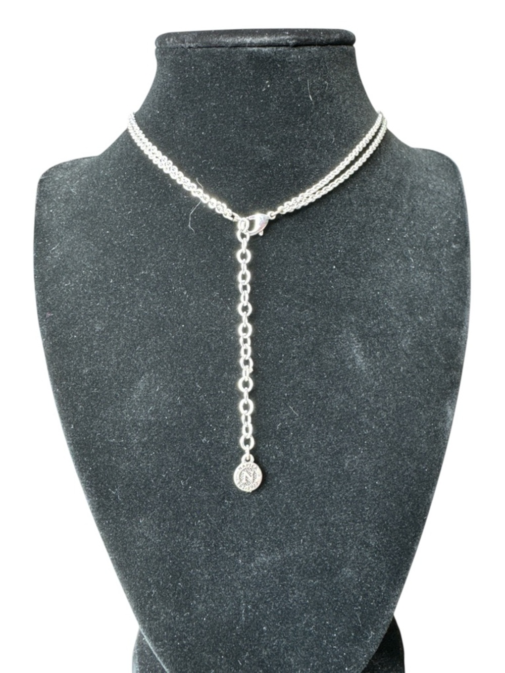 Napier Silver-Tone Clear Crystal Teardrop Pendant Adjustable Necklace - Picture 6 of 7